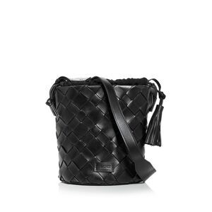 CALAJADE Women's Black Leather Adjustable Removable Bag Single Strap Bucket Bag